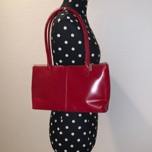 RED LEATHER HOBO SHOULDER BAG